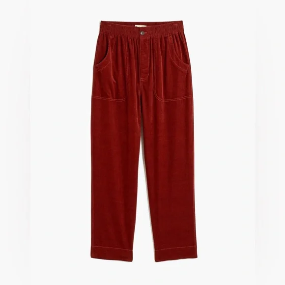 Madewell Huston Pull-On Crop Pants in Corduroy in Rusted Burgundy - Size S - Picture 4 of 4
